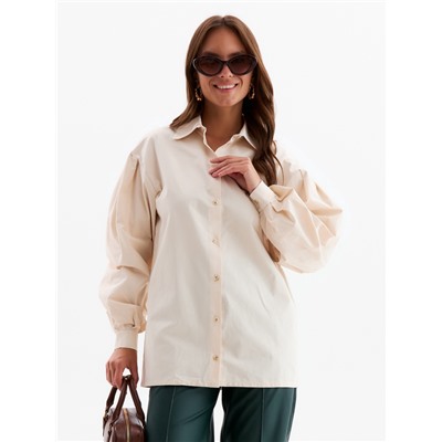 Рубашка женская с объёмными рукавами MINAKU: Casual Collection, размер 50, цвет молочный