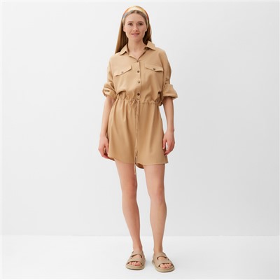 Комбинезон женский MINAKU: Casual Collection, бежевый, размер 48