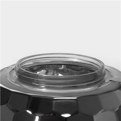 Бокал с крышкой и трубочкой Доляна «Сияние», 600 мл, 11×11×10.5 см, цвет серебряный