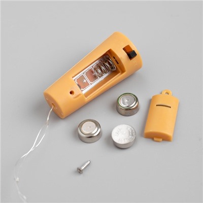 Гирлянда «Нить» 1 м роса с пробкой, IP20, серебристая нить, 10 LED, батарейки LR44×3 (в комплекте), свечение зелёное