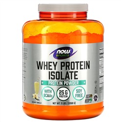 Now Foods, Sports, изолят сывороточного протеина, кремовая ваниль, 2268 г (5 фунтов)