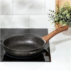 Сковорода KUKMARA Granit Ultra original, d=22 см, пластиковая ручка, антипригарное покрытие, алюминий, тёмно-коричневая