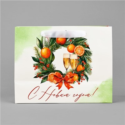 Пакет подарочный новогодний ламинированный «С Новым годом», MS 18×23×10 см