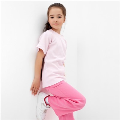 Футболка для девочки в полоску KAFTAN: Basic line, размер 30, (98-104 см), розовая