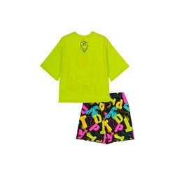 Комплект трикотажный для девочек: фуфайка (футболка), шорты