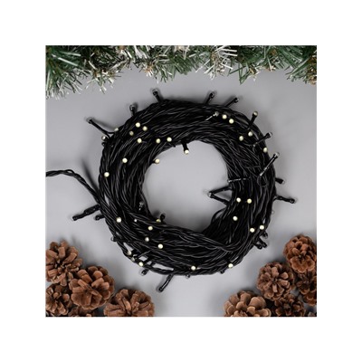 Гирлянда «Нить» 10 м, IP44, УМС, тёмная нить, 72 SMD-LED, свечение белое, 220 В