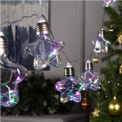 УЦЕНКА Гирлянда «Нить», 3 м, с насадками «Лампочки звёздочки», IP20, LED 80, 12 В, свечение свечение мульти