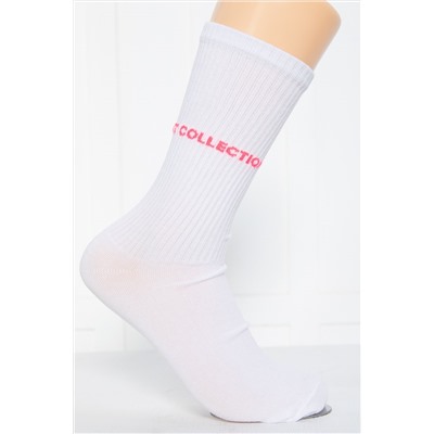 Носки LT Collection (белые/розовая надпись)