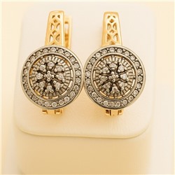 Серьги ювелирная бижутерия коллекция "Дубай" покрытие позолота, вставка: фианиты, цвет: прозрачный, арт.313.374