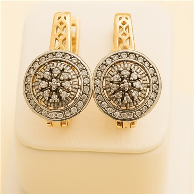 Серьги ювелирная бижутерия коллекция "Дубай" покрытие позолота, вставка: фианиты, цвет: прозрачный, арт.313.374