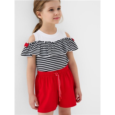 Комплект трикотажный для девочек: джемпер (футболка), шорты