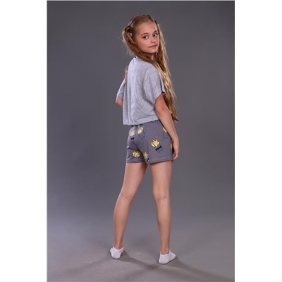 Пижама для девочки Картошка фри арт. ПД-019-046 (Серый меланж)