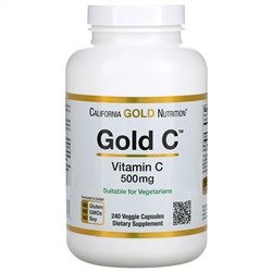 California Gold Nutrition, Gold C, витамин C, 500 мг, 240 вегетарианских капсул