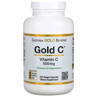 California Gold Nutrition, Gold C, витамин C, 500 мг, 240 вегетарианских капсул