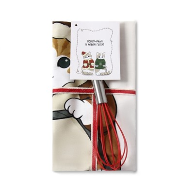 Набор подарочный новогодний «Этель. Помурчим в новом году»: полотенце 40×70 см, венчик кухонный