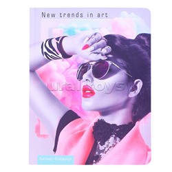 Записная книжка-блокнот А5 80л. "Стильная девушка" 7БЦ,лён,цвет.мел.обл.,кругл.углов