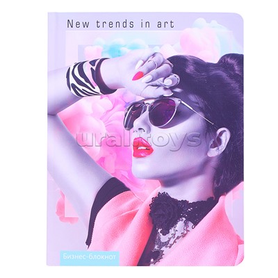 Записная книжка-блокнот А5 80л. "Стильная девушка" 7БЦ,лён,цвет.мел.обл.,кругл.углов