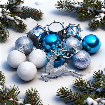 Набор новогодних украшений "Новогоднее чудо" (13 шт х 4см)