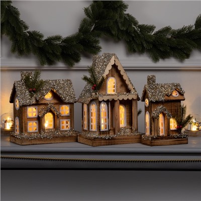 Фигура деревянная «Изба», 21×12×23 см, 5 LED, батарейки AAx2 (не в комплекте), свечение теплое белое