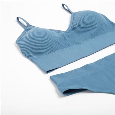 Комплект нижнего белья женский (топ, трусы) Collorista, синий, размер 42-44