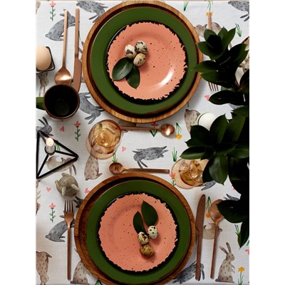 Скатерть пасхальная «Доляна» Fluffy bunnies, 110×144 см, 100% хлопок, 164 г/м²