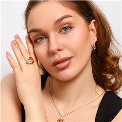 Комплект ювелирной бижутерии Дубайское золото серьги, кулон и кольцо 17 р, покрытие позолота, вставка: фианиты, цвет: прозрачный, арт.213.663-17