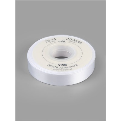 Лента атласная TEIRA, двухсторонняя, 20 мм, 25±1 м, белая №0029