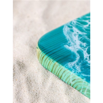 УЦЕНКА Доска разделочная авторская, с эпоксидной пищевой смолой,17×38×2.5 см, цельный кедр, рис. МИКС 7