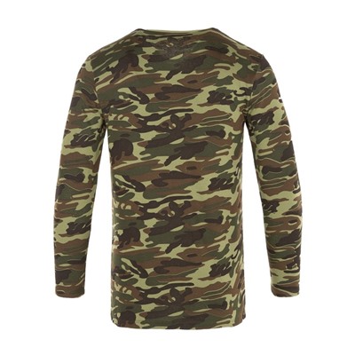 Лонгслив мужской с начёсом, цвет камуфляж тёмно-зелёный, размер 52