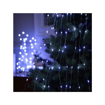 Гирлянда «Конский хвост» 10 нитей по 1 м, IP20, серебристая нить, 100 LED, свечение белое, 8 режимов, 12 В