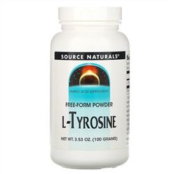 Source Naturals, L-тирозин, порошок произвольной формы, 3.53 унций (100 г)