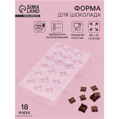 Форма для конфет и шоколада «Блеск», 18 ячеек, 20×12×2.5 см, прозрачная