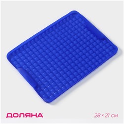 Коврик - антижир для запекания Доляна, силикон, 28×21 см, синий
