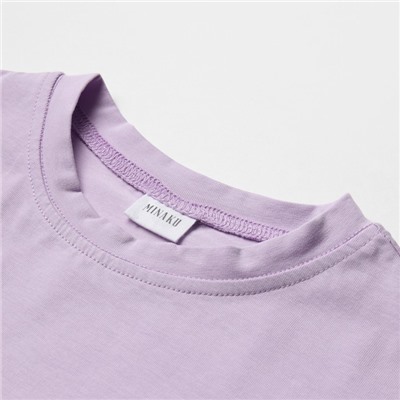 Футболка для девочки однотонная MINAKU: Basic Line, сиреневая, рост 98 см