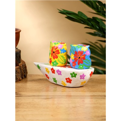 Сувенир «Пара совят», 14×7×9 см, дерево, жёлтый, синий