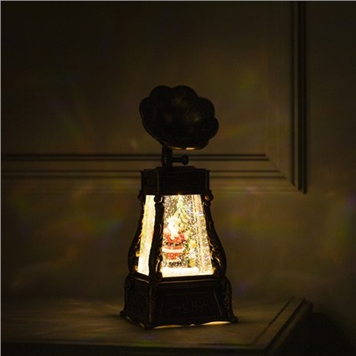 Светодиодная фигура «Граммофон с Дедом Морозом» 11×28×11 см, пластик, батарейки ААх3 (не в комплекте), USB, свечение тёплое белое