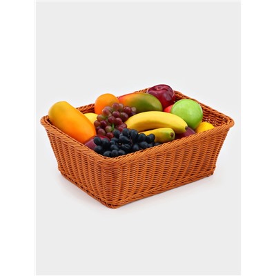 Корзина для продуктов Доляна, 40×30×15 см, пластик, плетёная, коричневая