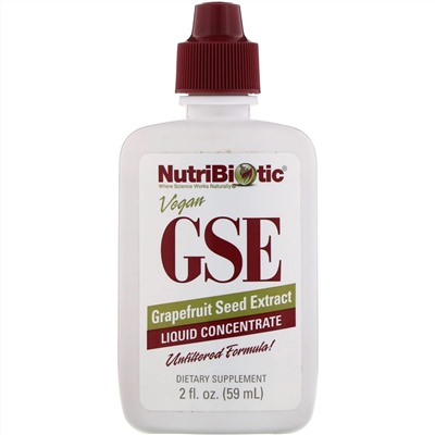 NutriBiotic, веганский экстракт семян грейпфрута GSE, жидкий концентрат, 59 мл (2 жидк. унции)