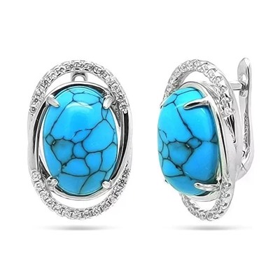 Серьги из серебра бирюза пресс., МЦВ075