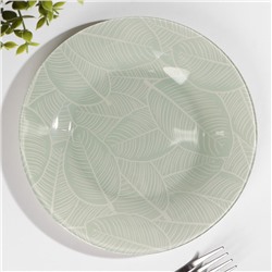 Тарелка стеклянная «Ливс», d=19.5 см, цвет зелёный