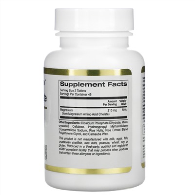 California Gold Nutrition, хелат магния, 210 мг, 90 таблеток