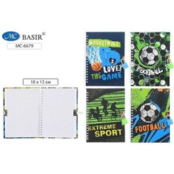 Блокнот на спирали с замочком 180х130 мм 48л клетка "СПОРТ" МС-6679 Basir