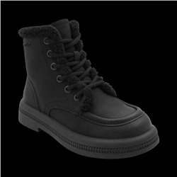 Ботинки из натуральной кожи на меху P-ML01-1 черные