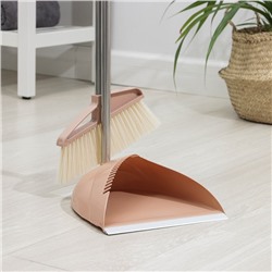 Щётка для пола Доляна: щётка 23×88 см, совок 26×26×73 см, бежевая