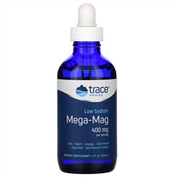 Trace Minerals Research, Mega-Mag с низким содержанием натрия, 400 мг, 118 мл (4 жидк. унции)