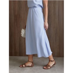 Юбка миди с разрезом скроенная по косой из плотного лиоцелла