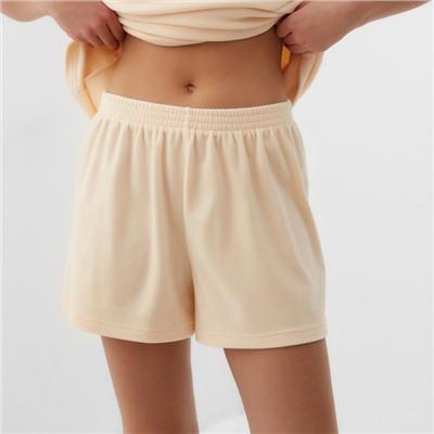 Пижама женская (футболка, шорты) KAFTAN Plushy, размер 48-50, молочная