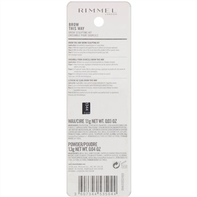 Rimmel London, Набор для моделирования бровей Brow This Way, 003 темно-коричневая палитра, 1 шт