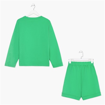 Костюм женский (толстовка, шорты) MIST, размер 40-42, зелёный