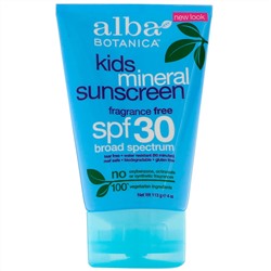 Alba Botanica, минеральное солнцезащитное средство, для детей, SPF 30, 113 г (4 унции)